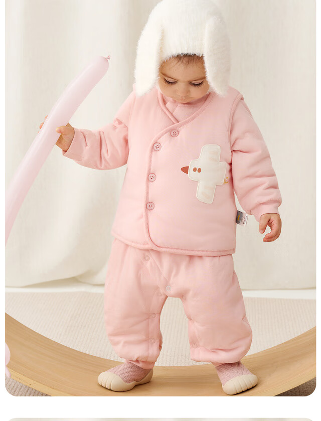TONGTAI Baby Vest Autumn Winter Pure Cotton Padded Children's Clothing Boys Girls Pink 66cm 4