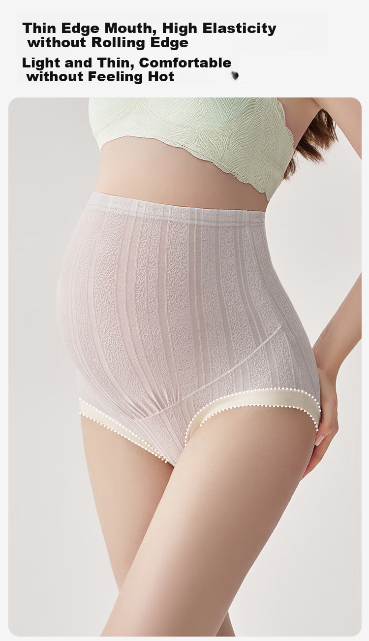 YEEHOO 10A Antibacterial Maternity High-Waist Belly Support Panties Mulberry Silk Extended Crotch Single Pair Mint Green 2XL 11