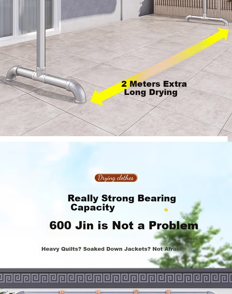 Baoyouni Floor-Standing Clothes Drying Rack with Water Pipe, Customizable Hanger for Indoor And Balcony Use, Detachable Thickened Steel Pipe, 32 Tubes 4