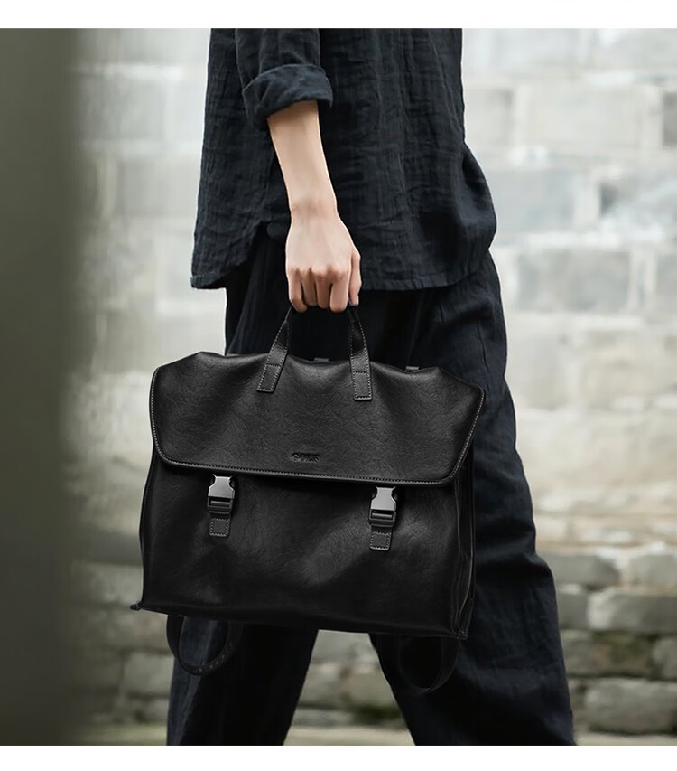GOLF Business Briefcase Men's Soft Leather 14-inch Laptop Bag Multifunctional Shoulder Crossbody Backpack 19