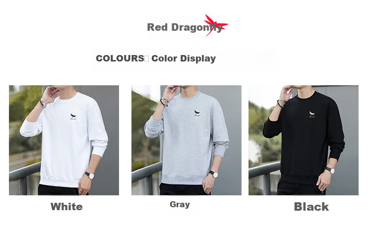 RED DRAGONFLY Sweatshirt for Men, Casual Fashion Printed Simple Round Neck Long-Sleeve T-Shirt Top Versatile Slightly Elastic Pullover Gray 3XL 6