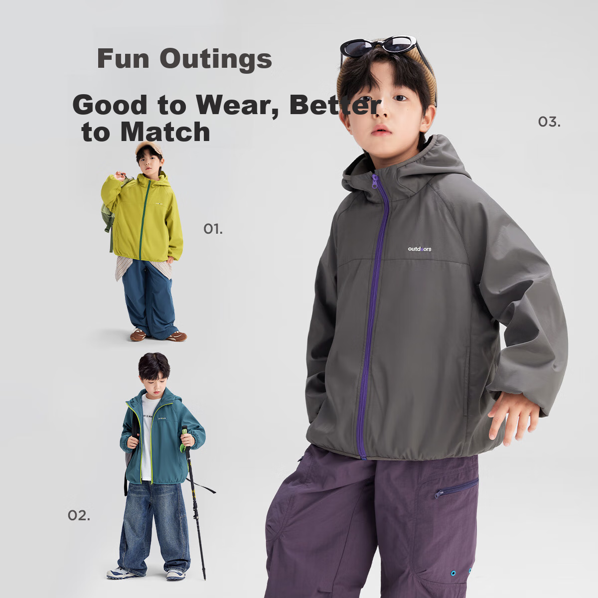 Zuoxi Boys' Fleece-Lined Jacket, 2026 New Style, Children's Softshell Coat, All-In Fleece Top, Gray, Size 150
