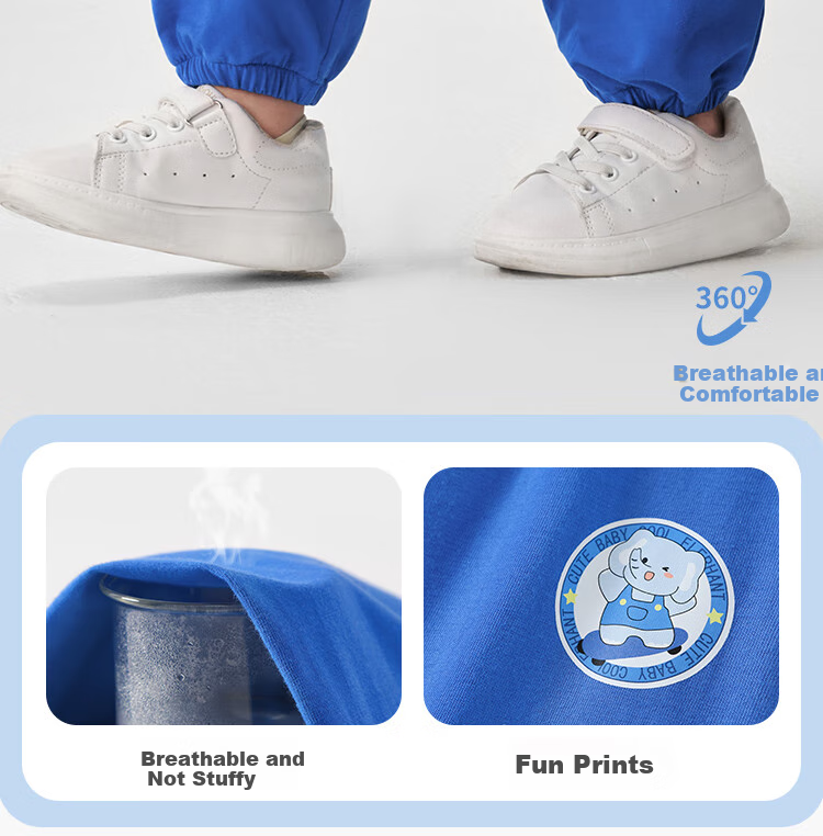 Badibadi Summer Infant And Toddler Pure Cotton Mosquito-Repellent Pants, Versatile Sports Trousers for Boys And Girls, Baby Clothing, Round Logo Little Rabbit, Size 90 4