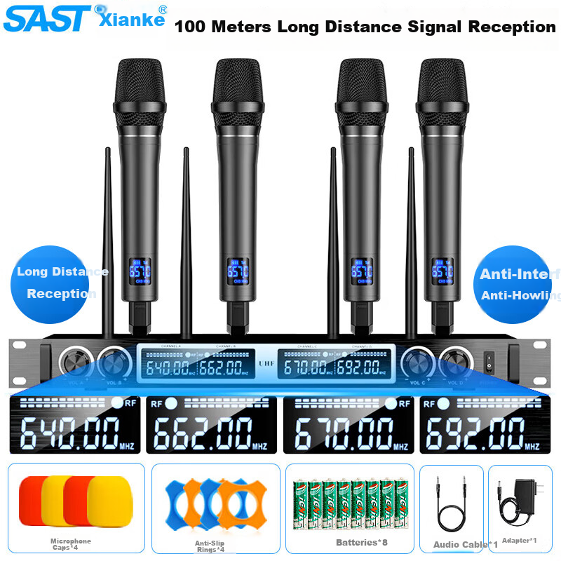 SAST OK-186 Wireless Microphone UHF Band for Home KTV Singing, Stage Hosting, Lecturing, Karaoke, Conference, Speaker System, Amplifier, FM Universal One-To Microphone