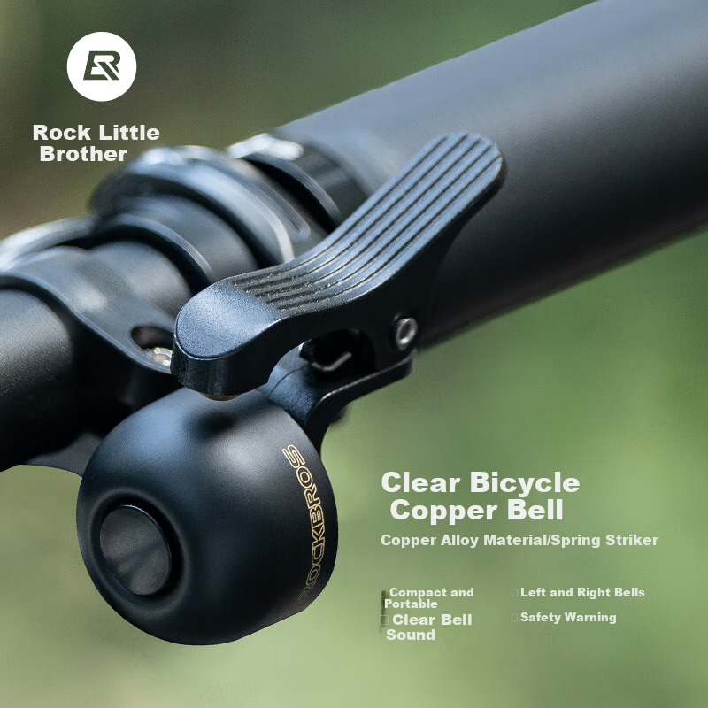 ROCKBROS Mountain Bike Bell, Road Bike Folding Bike Horn, Children's Balance Bike Cycling Accessories, Black, Left Side