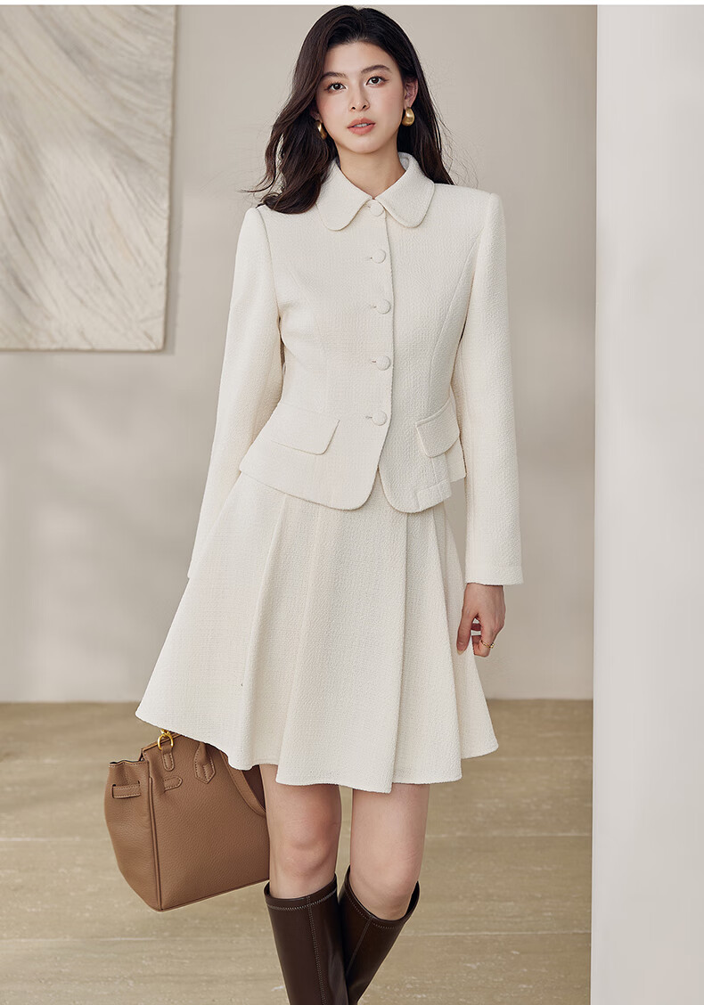 ROEYSHOUSE French Style Little Chanel Two-Piece Set Jacket and Skirt 12834 Navy Blue XL 12