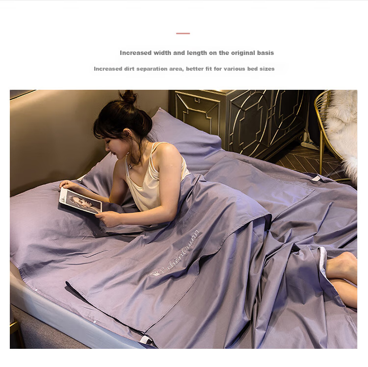 Wuyinliangpin Hotel Anti-Dirt Sleeping Bag, Pure Cotton, for Business Trips And Travel, Portable Bed Sheet, 200*210cm 4
