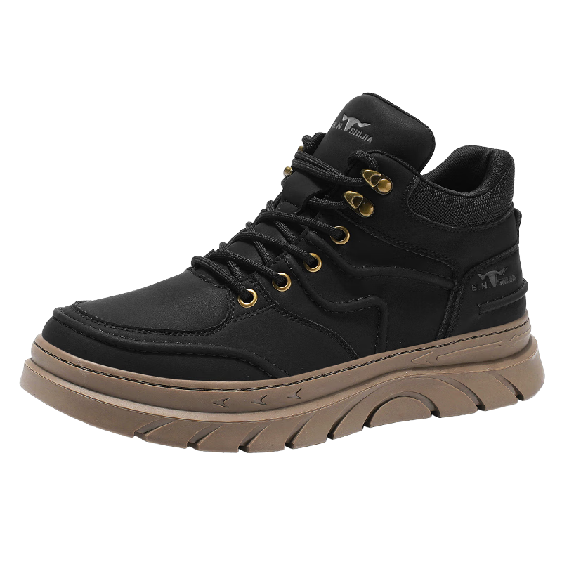 Bull Family Martin Boots Men Autumn Winter New High-top Durable Work Boots Thick Sole Height Increasing Yellow Boots Men's Versatile Biker Shoes