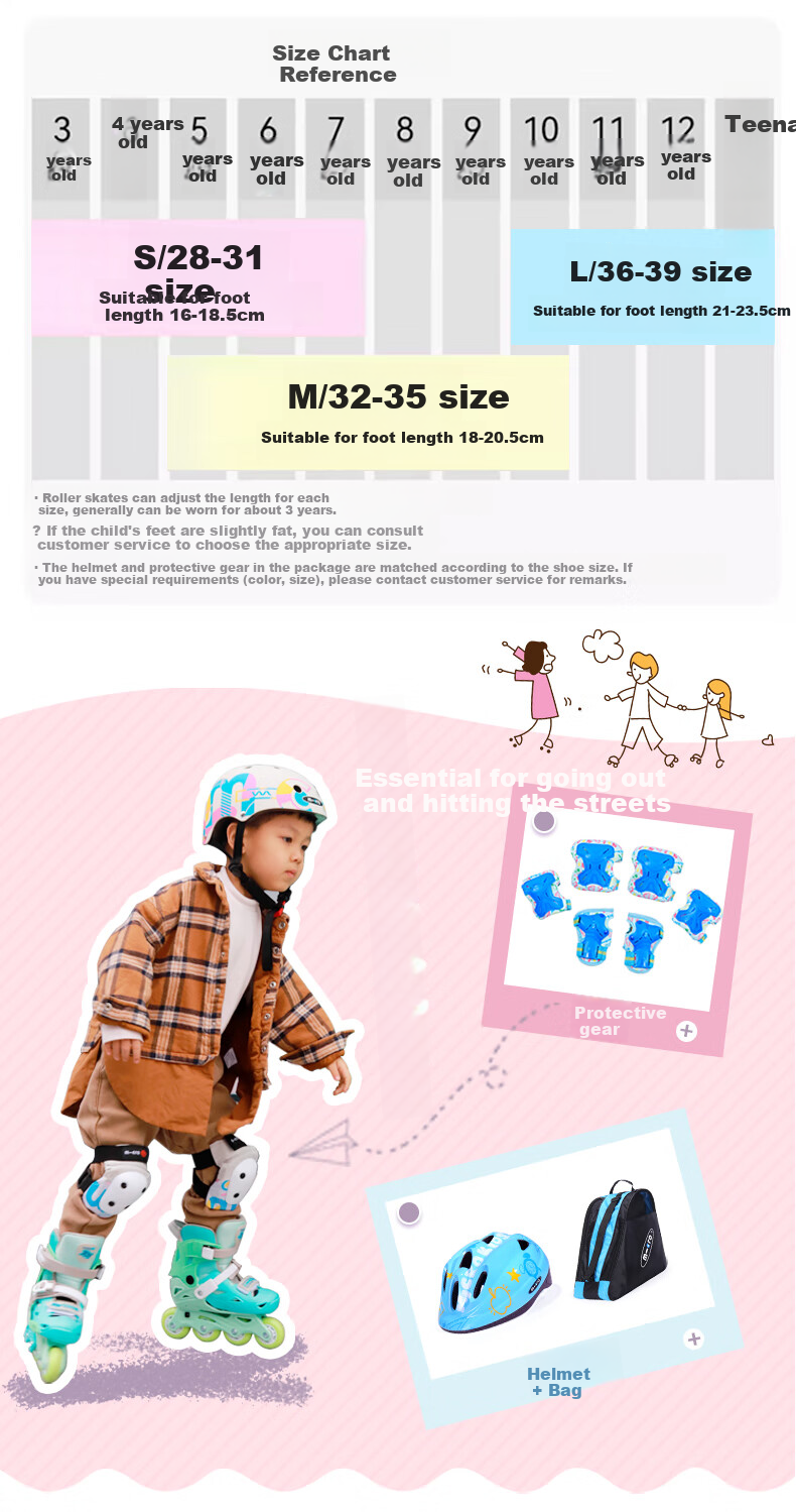 Micro Migu Co-Branded COSMOID Roller Skates for Children, Boys And Girls, Inline Skating, Roller Skating, Hard Shell JOYMAX Blue Set Size L 5