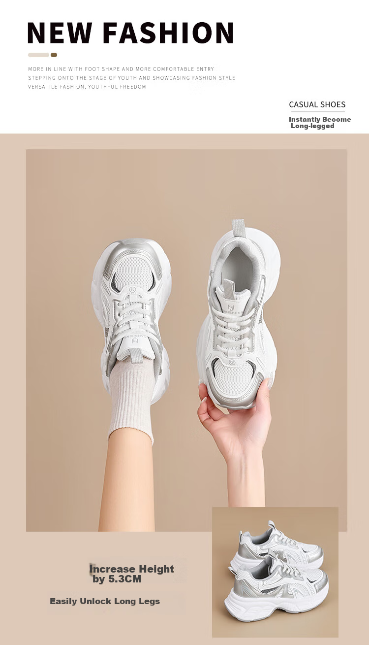 La Chapelle Women's Chunky Sneakers, Breathable Mesh Upper, Thick-Soled Height-Increasing Sports Shoes for Women - MJ888 Blue 36 1
