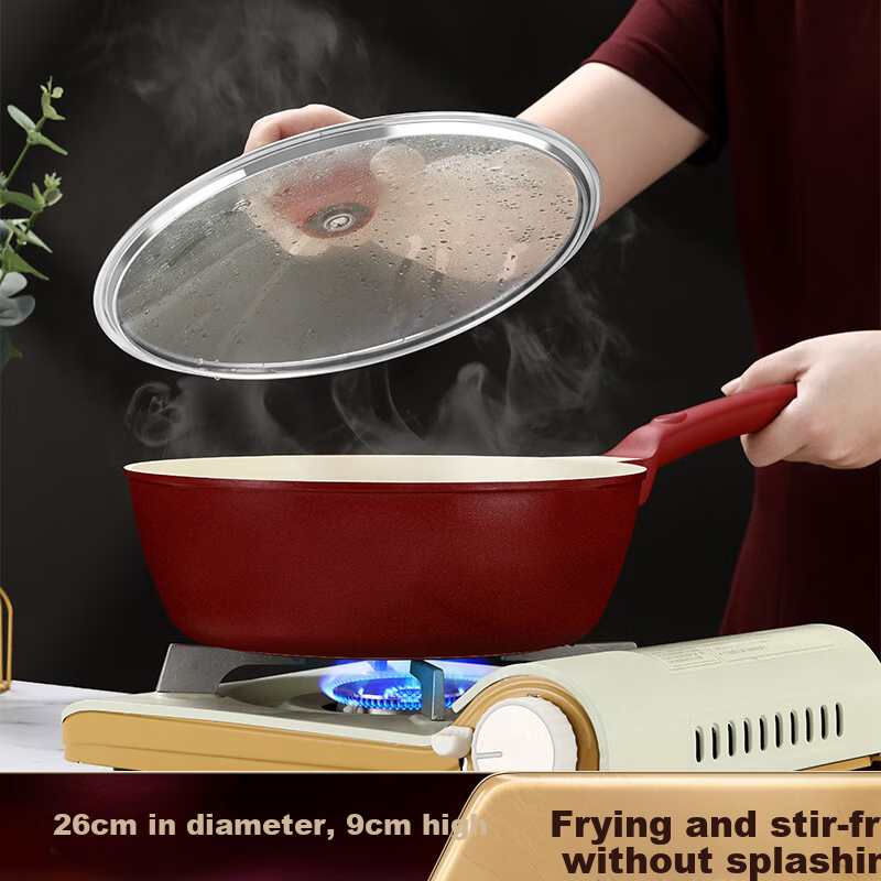 SSN Titanium Ceramic Flat Bottom Frying Pan, Non-Stick Ceramic Skillet, Pancake Griddle, Egg Pan, Small Frying Pan for Gas Stove And Induction Cooker 8