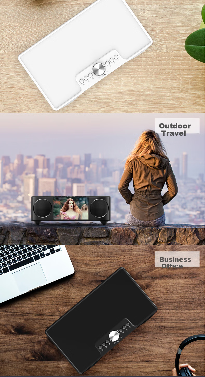 Soaiy Bluetooth Speaker Alarm Radio All-In Computer High-Quality Smart Portable Subwoofer Wireless Music Player with Card Slot LCD S69 Black 14