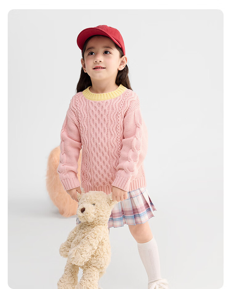 BALABALA balaOne Girls' Sweater 2025 Winter Cable Knit Pullover Boys' Baby Knitwear 208425103206 4