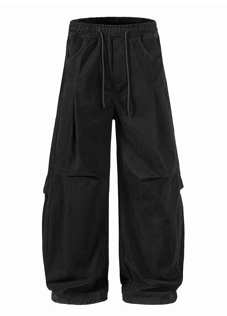 :CHOCOOLATE IT American Style Pure Cotton Work Pants Men's Autumn New Trendy Loose Casual Curved Blade Pants White Apricot XL 4
