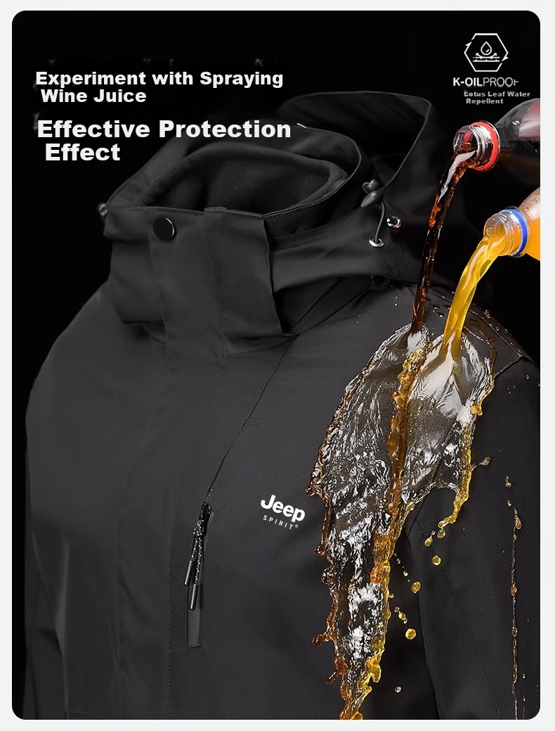 JEEP Men's Windbreaker Jacket, Spring Waterproof And Windproof, 2026 New Outdoor Hiking Coat, Black, 3XL 3