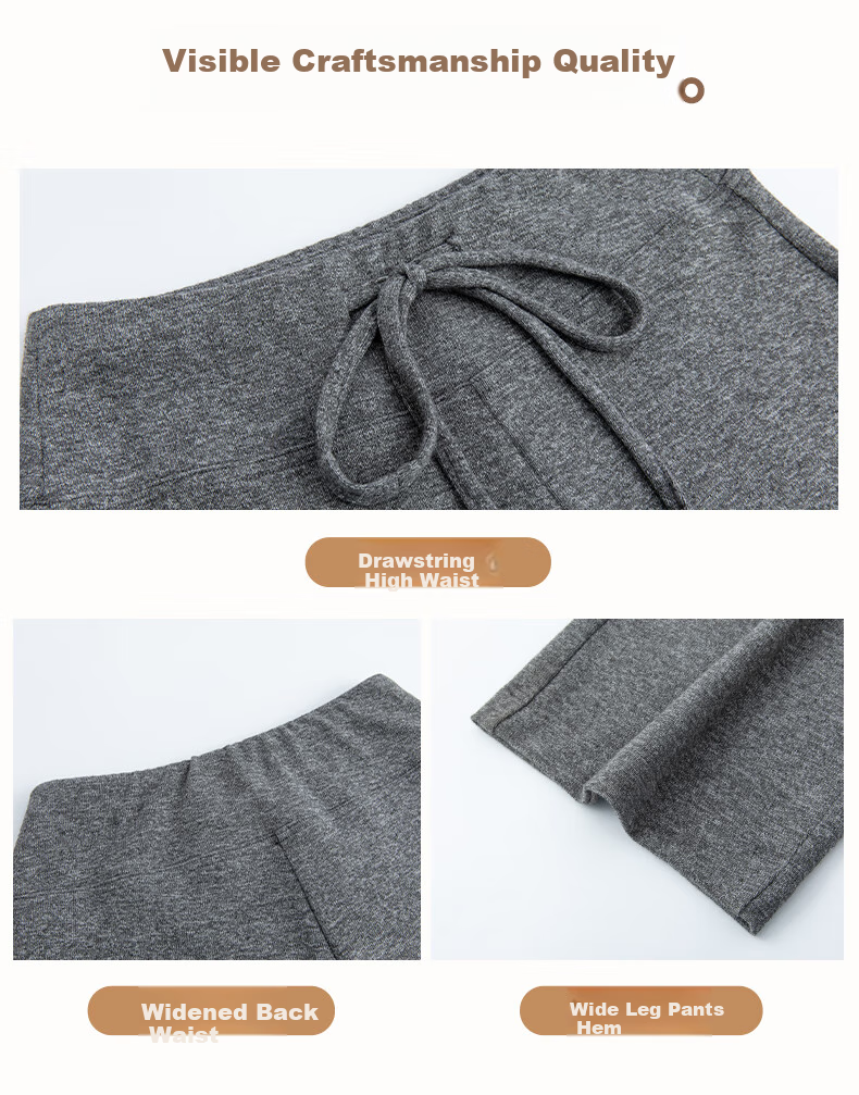 FitonTon Women's Horizontal Striped Knit Towel Pants, New Spring And Summer Style, Slimming Straight-Leg Sweatpants, Casual Lazy-Style Trousers 5