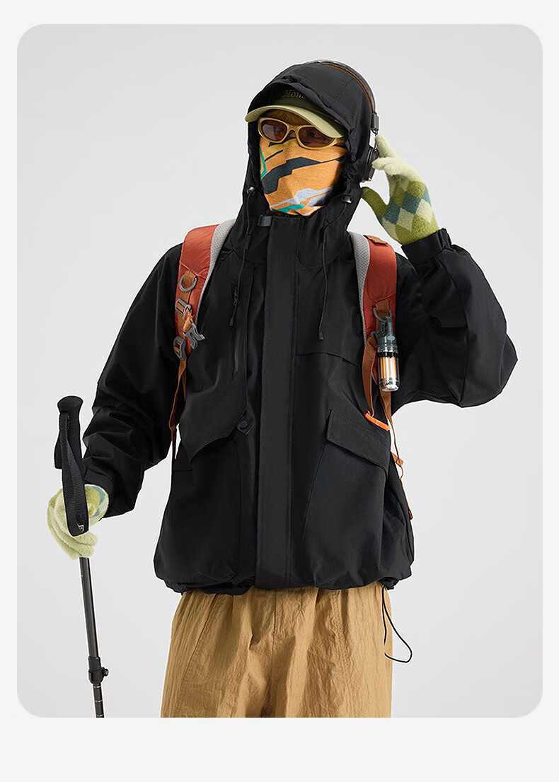 BOPRUIEY Unisex Outdoor Waterproof Windproof Hooded Jacket Autumn American Style Hiking Mountaineering Coat 22
