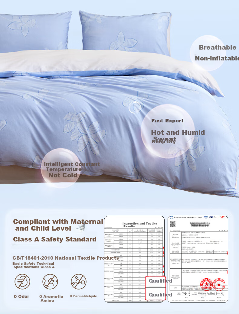 Hengyuanxiang Pure Cotton Four-Piece Bedding Set, Class A Knitted Nai Tei Mian 100% Cotton Bedding Set, Dye Purple (Blue) 2*2.3m 3