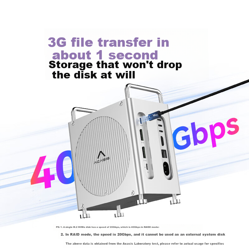 Acasis Compatible with Mac Mini M4 Expansion Dock, Hard Drive Enclosure, 40Gbps Transfer Rate, Dual DP Screen Mirroring, 16TB Capacity Expansion, Compatible with M4/M4Pro Hosts, Supports Thunderbolt 4/5 Interface, M002Pro