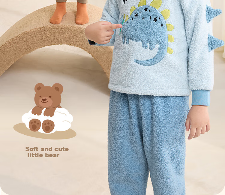 BALABALA BalaOne Baby Pajama Set, New Winter Style, Half-Fleece, Boys And Girls Home Wear, Warm 5