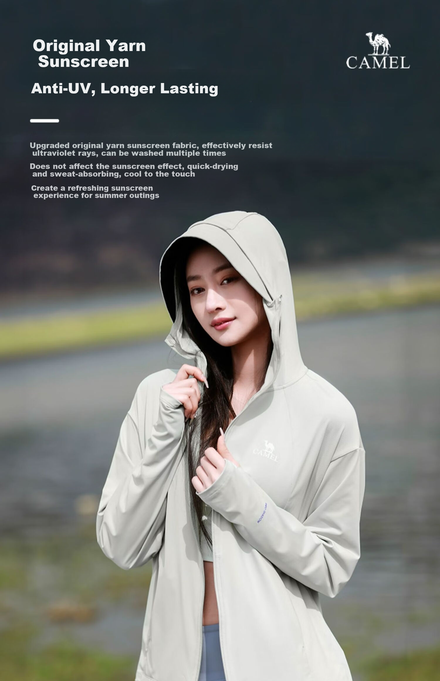 CAMEL Wang Junkai Edition Original Yarn Sun Protection Jacket Women High SPF Ice Cooling Quick-Dry Outdoor Skin Jacket O002 M 4