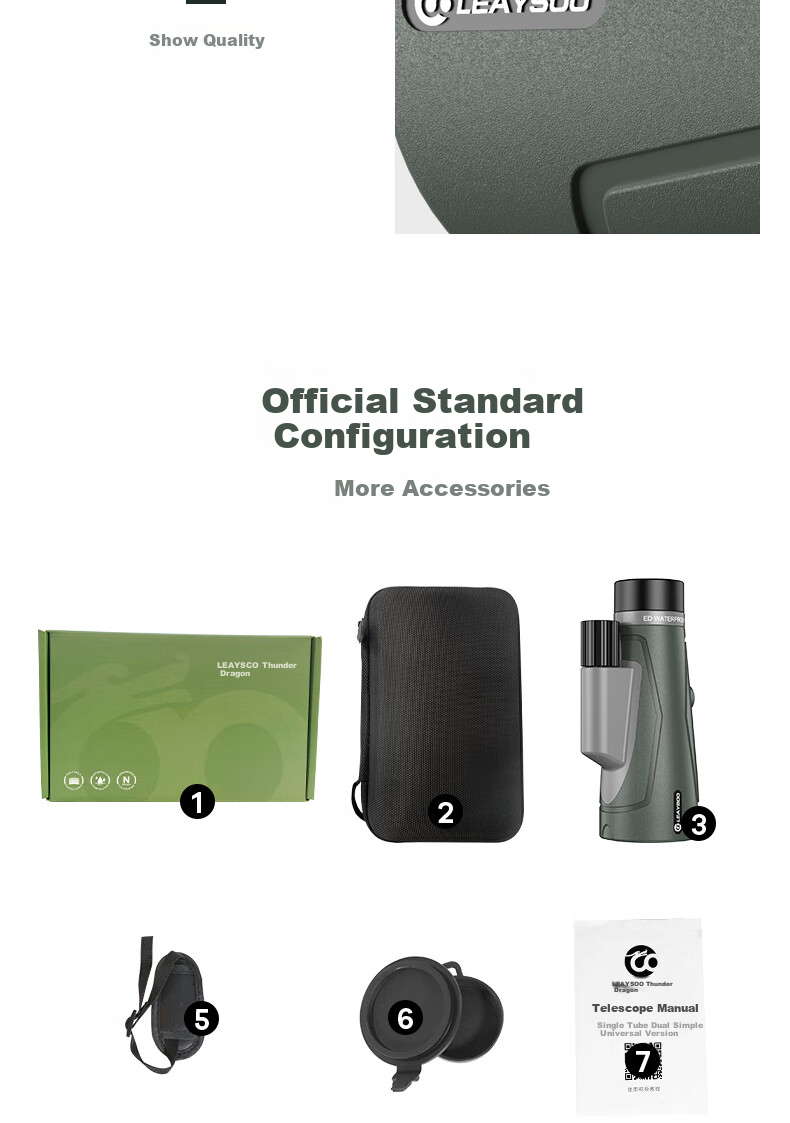 Leaysoo Eagle Eye 12X56ED Large Eyepiece Wide-Angle High-Definition High-Magnification Nitrogen-Filled Waterproof Monocular Telescope for Outdoor Concerts 21