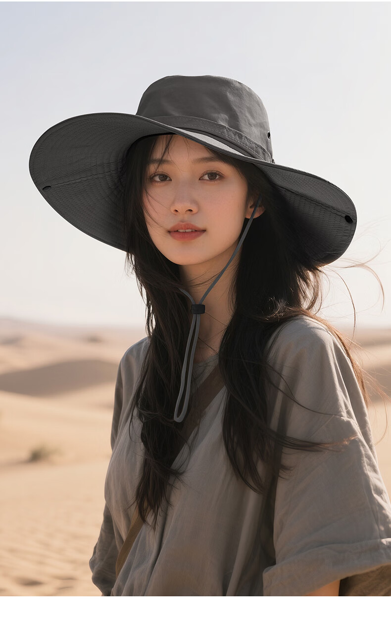 GOLOVEJOY Fisherman Hat Outdoor Mountaineering Hat Women's Sun Hat Men's Large Brim Large Head Circumference Sun Protection Hiking Light Gray M 13