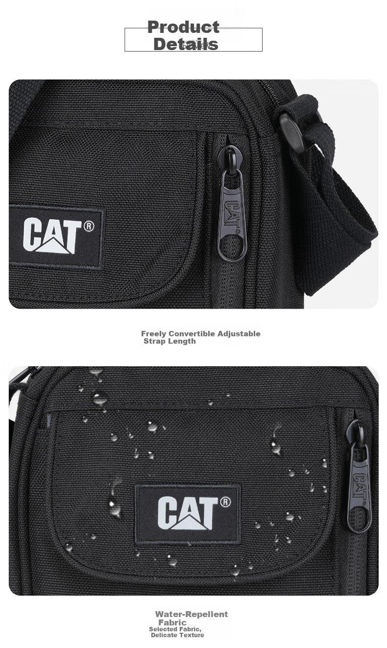 CAT Crossbody Bag, Shoulder Bag, Phone Pouch, Mini Commuter Sports Light Outdoor Multi-Pocket Gift for Men And Women, Black, 84556 4