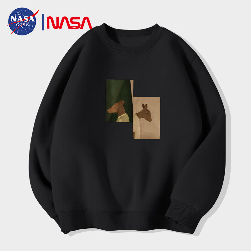 Толстовка NASA GISS с длинным рукавом, мужская, с круглым вырезом, свободный крой, черная, размер 2XL