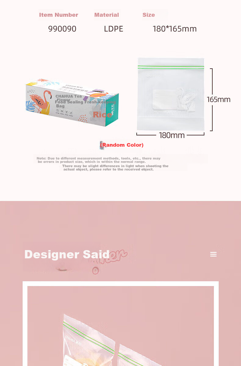 CHAHUA Food Storage Bags, Large Size, 50 Count, Thickened Double-Ribbed Food Grade Fresh-Keeping Storage Bags, Self-Sealing Airtight Bags 2
