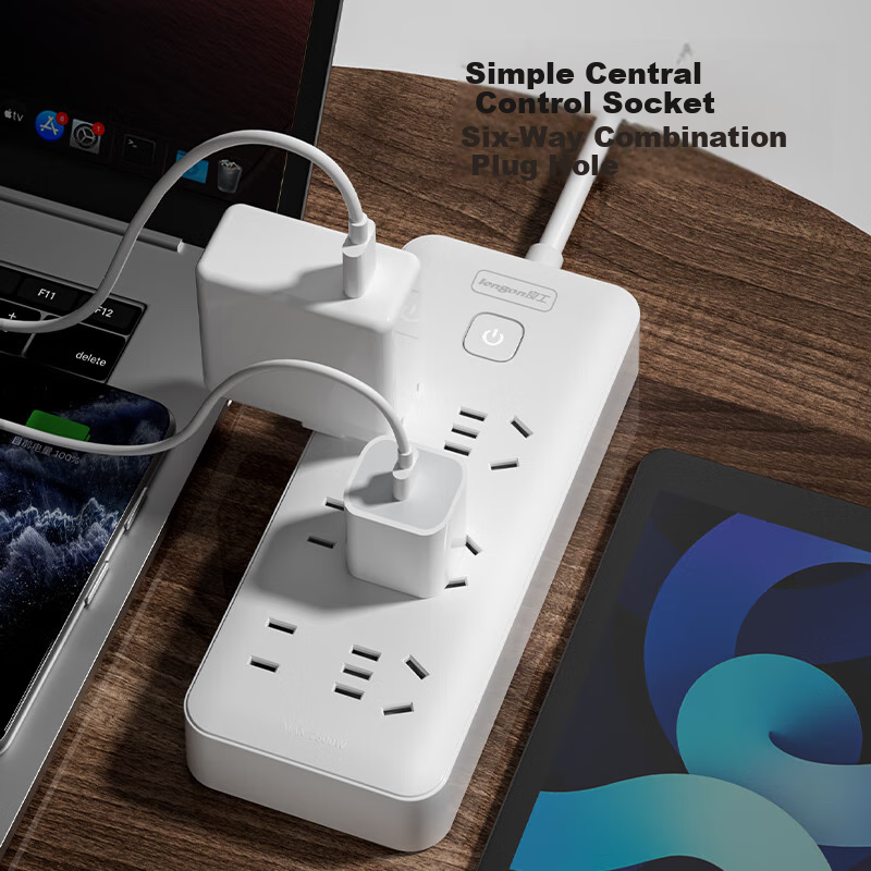 Lengon Safety Socket, Master Control with 6 Combined Holes, 1.8 Meters, New National Standard 3C Certified, High Temperature Flame Retardant, Electric Shock Preventio