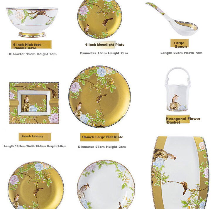 Lowei Chinese Style Bowl and Plate Set Home Use 2026 New Luxury Jingdezhen Bone China Dinnerware Gift Box Housewarming Bowl Plate Chopsticks 5