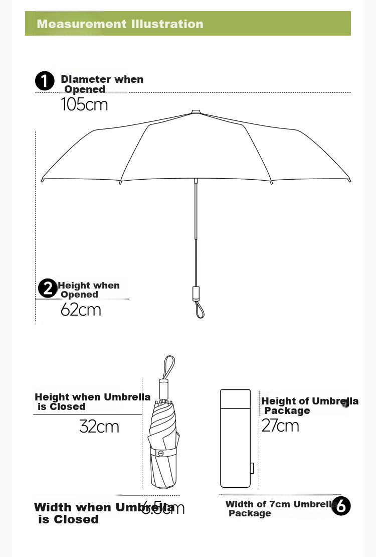 Beneunder Automatic Umbrella, Sun And Rain Umbrella, Tri-Fold Reinforced Folding 8-Rib Umbrella, Obsidian Black 12