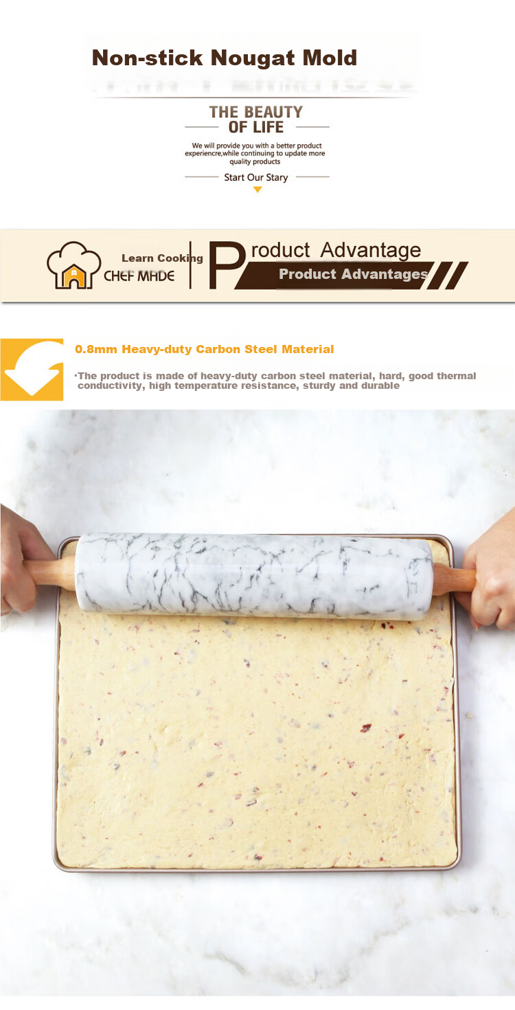 Xuechu 12-Inch Nougat Baking Tray, Rectangular Cake Pan for Mooncakes, Bread, Cookies, Shortbread, Egg Yolk Pastry, And Egg Tarts Mold 2