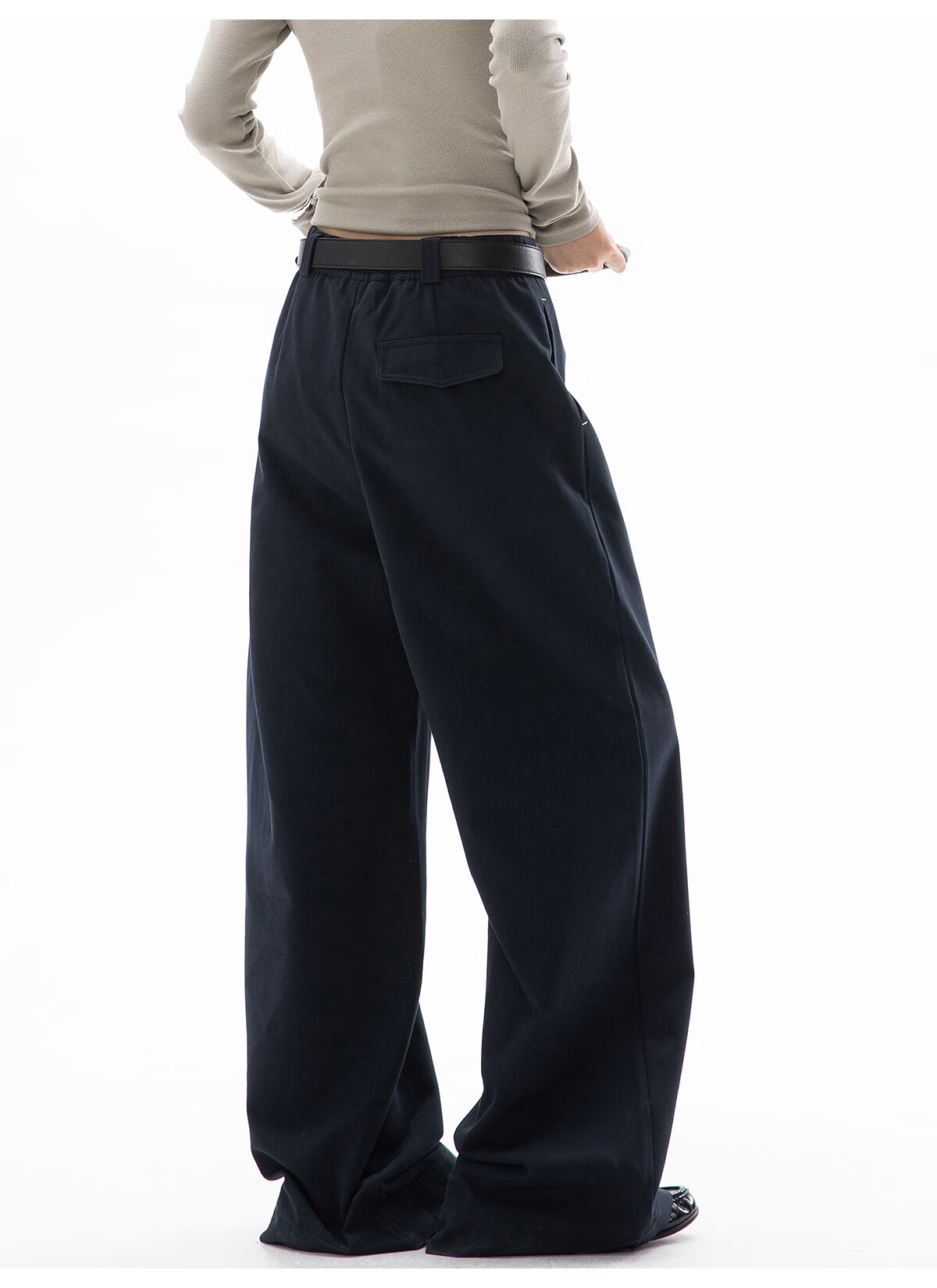 ICH MODE Women's American Style Straight-Leg Dress Pants Autumn Winter New Loose Wide-Leg Suit Trousers Casual Khaki Pants Khaki M 30