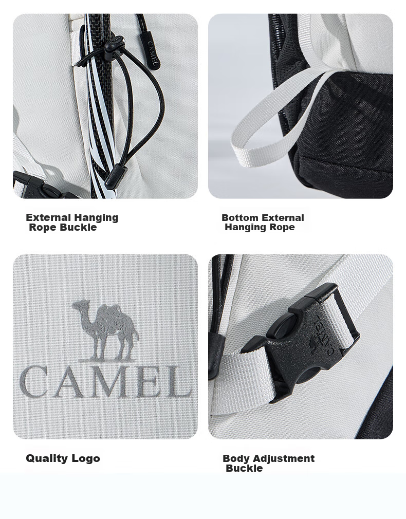 CAMEL Ice Cream Bag Outdoor Backpack, College Student Backpack, Hiking And Mountaineering Pack, 574C635604A, Black/white 11