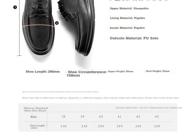Aokang Business Casual Leather Shoes, Sheepskin Soft Sole Comfortable Lace-Up Work Shoes, Black Size 44 6