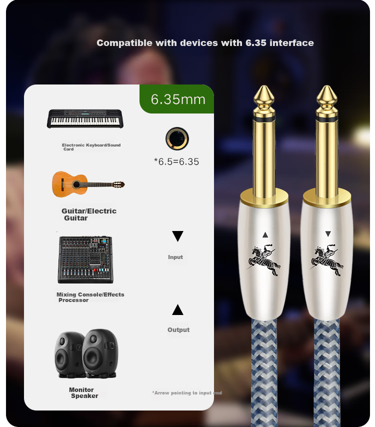 IMPETO Single Crystal Copper 6.5mm Male-To Audio Cable, 6.35 Large Two-Core Guitar Amplifier Cable, Sound Card Mixer Monitor Speaker Bass Connection Cable, IMP-2221 Meter 4