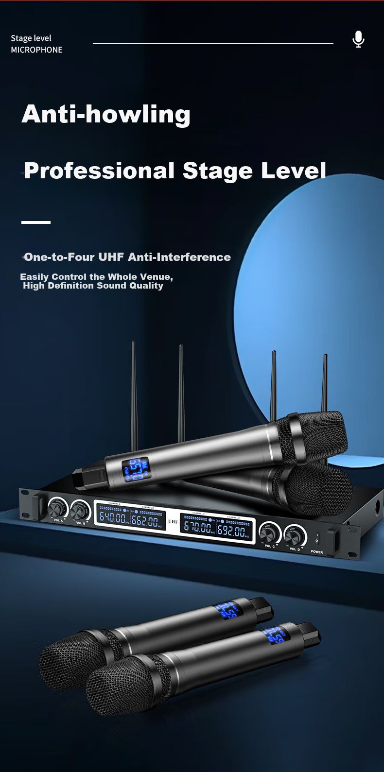 SAST OK-186 Wireless Microphone UHF Band for Home KTV Singing, Stage Hosting, Lecturing, Karaoke, Conference, Speaker System, Amplifier, FM Universal One-To Microphone 2