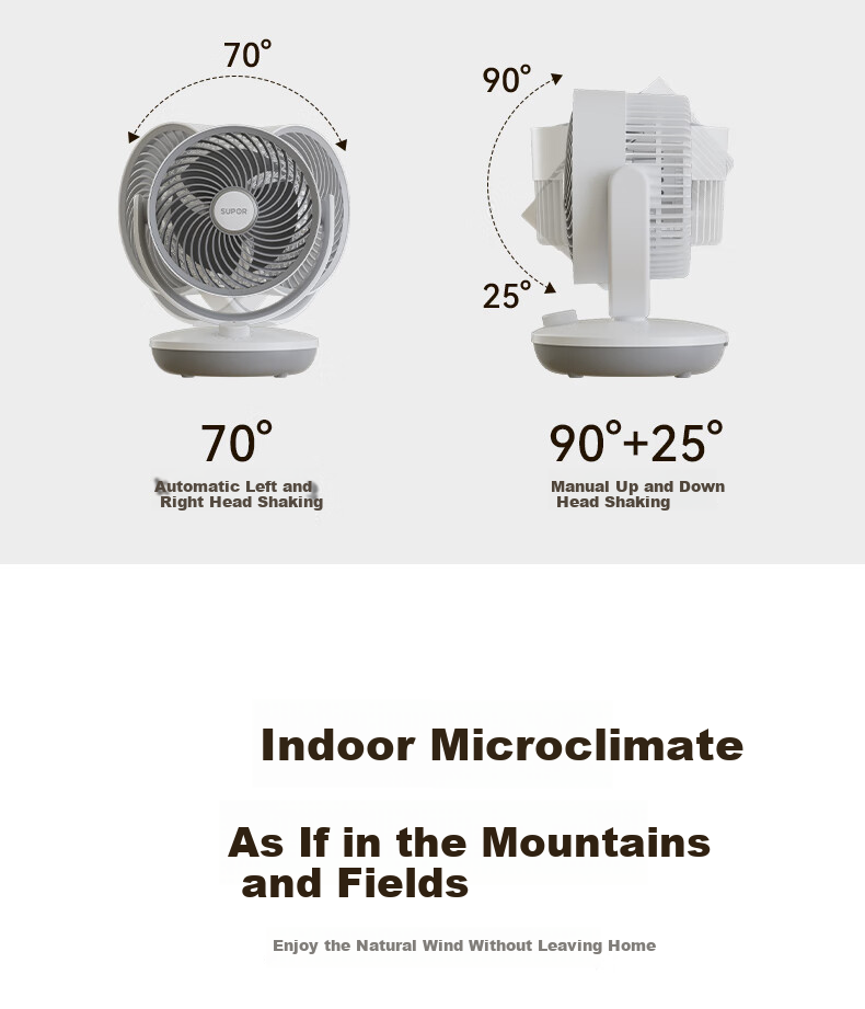 SUPOR [High Cost-Performance] Air Circulation Fan, Electric Fan for Home Use, Floor Fan, Desktop Standing Fan, Bedroom Living Room Detachable Washable Oscillating Fan, Air Conditioner Companion EFC-118A 9