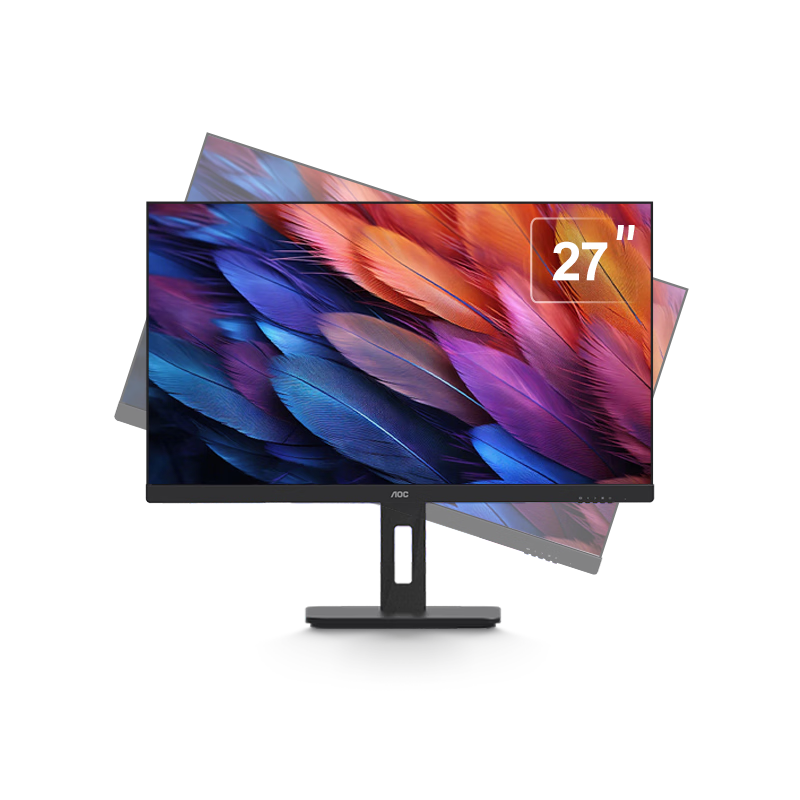 AOC 27-inch 4K Monitor Professional Designer Computer Display Adjustable Height Rotatable Office Eye-care Low Blue Light Desktop Laptop Extended Screen [Energy Efficiency Upgrade]