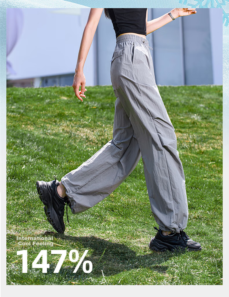 ESE-Y Quick-Dry Cooling Cargo Pants for Women, 2025 Summer New Style, Sun Protection Thin Wide-Leg Loose Paratrooper Pants, Gray And White, Size 28 11