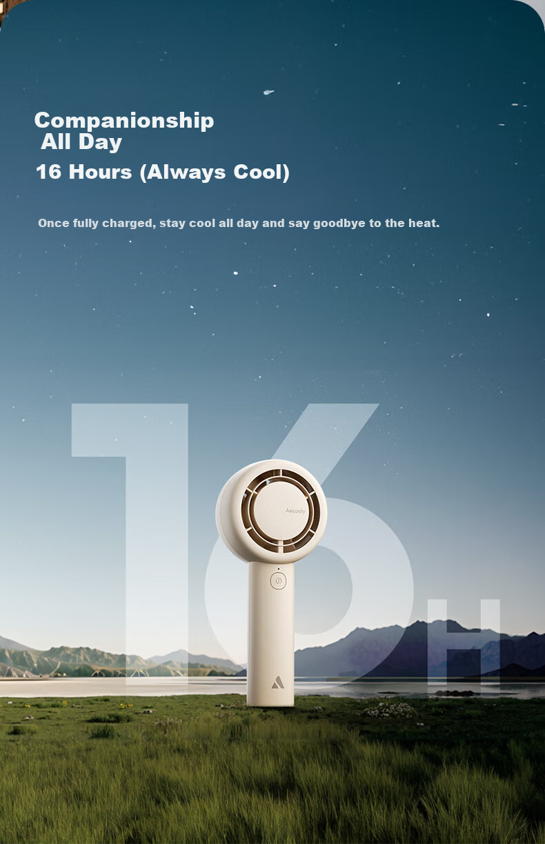 Aecooly Mini Portable Handheld USB Turbo Rechargeable Quiet Small Fan for Summer Office Desktop Student Dormitory Long Battery Life 7