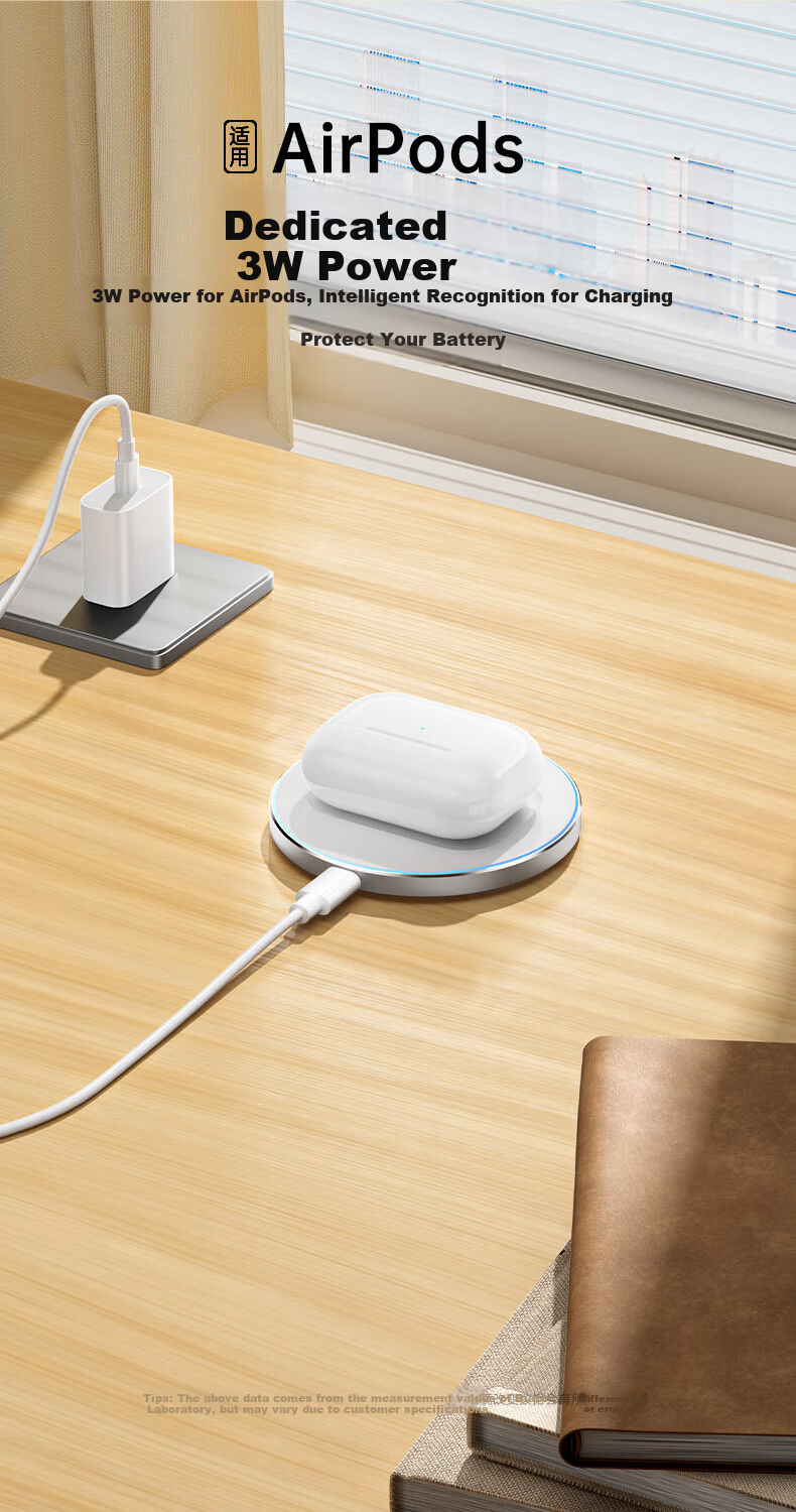 BIAZE Compatible with Apple Wireless Charger, 10W Desktop Earphone Charging Pad, Base for IPhone 17/16/15 Pro Max/14/13/12 X, Huawei, Xiaomi, Samsung Phone Charger 2
