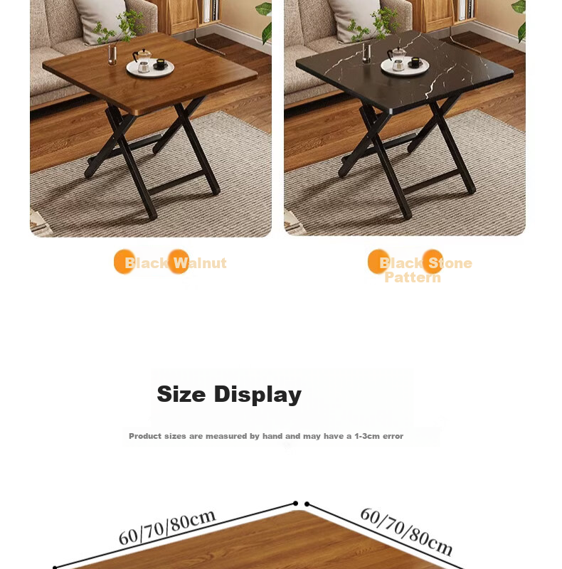Mushuangfu Folding Table, Dining Table for Small Apartments, Living Room Eating Table, Outdoor Stall Table, Portable Small Square Table for Rental Apartments 11