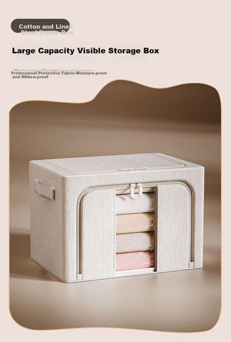 Siwangongli Fabric Storage Box, Cotton And Linen Storage Box, Clothes And Quilt Organizer, Clothing Storage Box, Baina Box, 66L 1