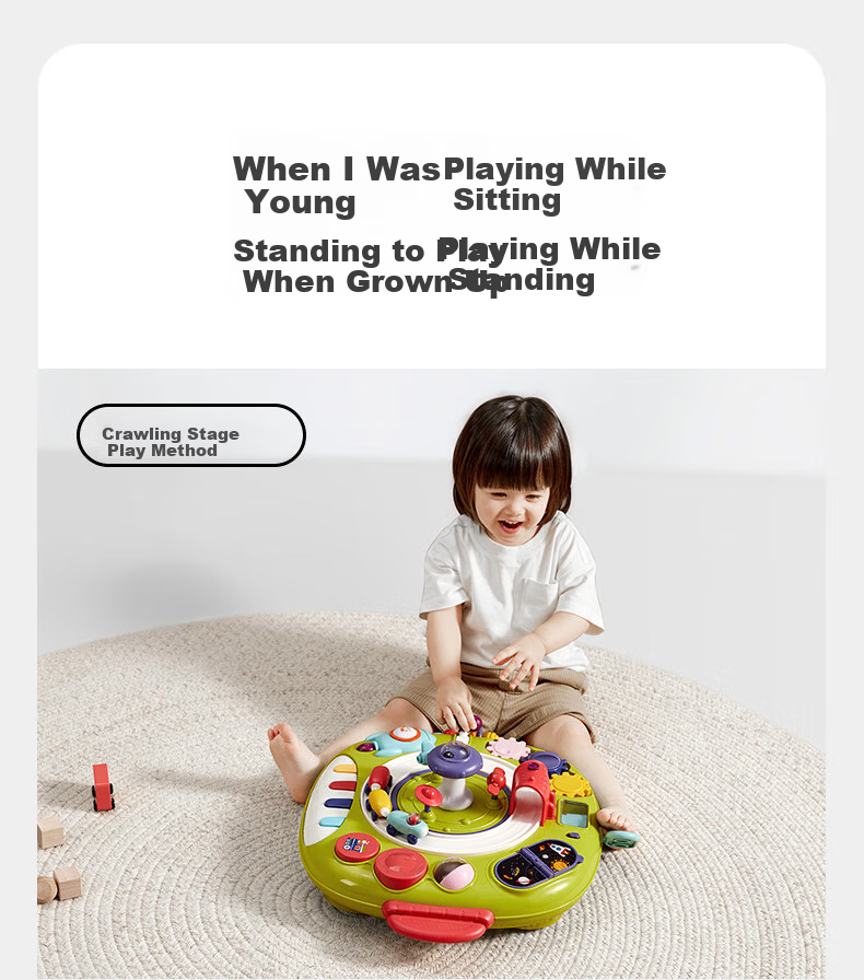Babycare Learning Table, Children's Multifunctional Baby Toy, Multilingual Game Table with Dual-Sided Design, Cyan Gree 10