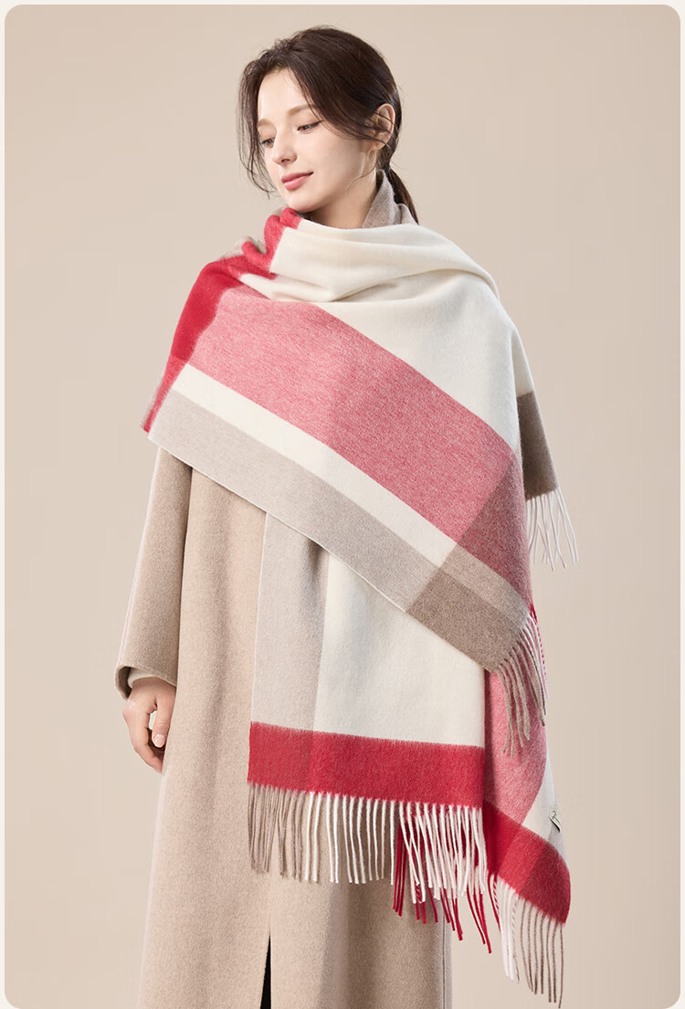 JIUMU Pure Wool Scarf for Women Autumn Winter Warm Shawl Large Wrap Gift Box New Year Birthday Present for Girls 17