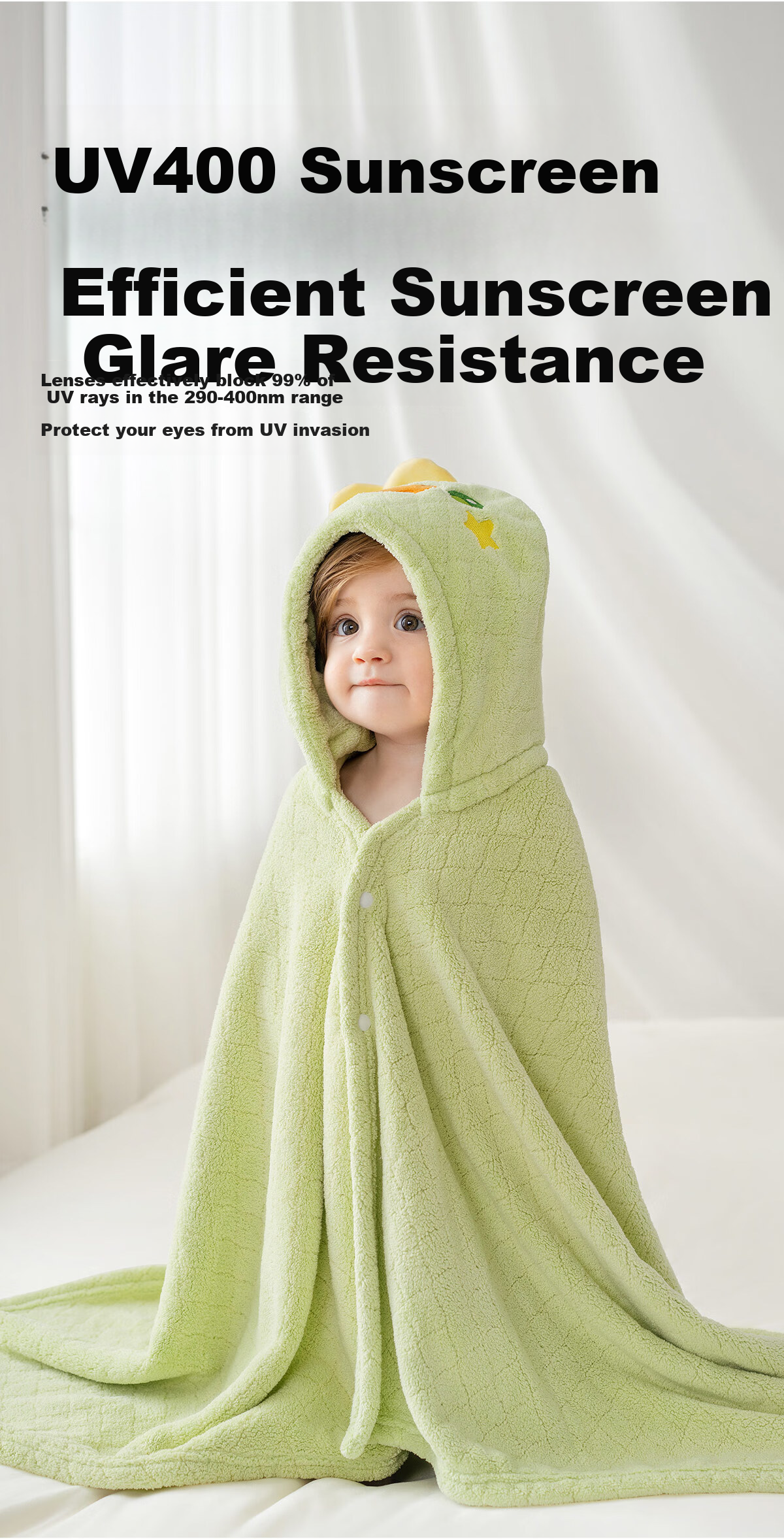OUYUN Baby Bath Towel, Coral Fleece Quick-Dry Children's Cape Bathrobe with Hood, Baby Bathing Robe, Dinosaur Pattern, 145*85 Cm 9