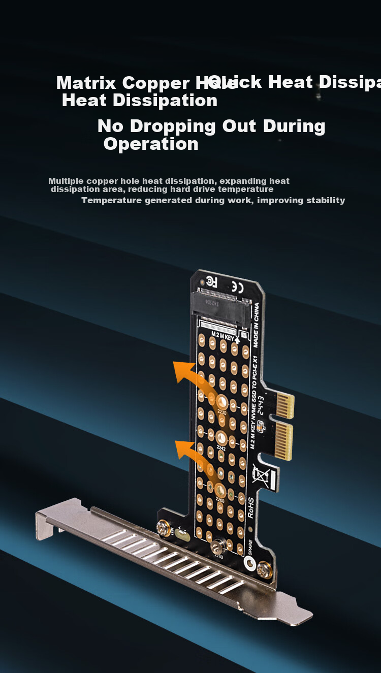 NVV PCIe to M.2 Adapter Card, NVMe to M.2 Adapter Card Full-Speed M.2 Gen3 Expansion Card, Supports X1/X4/X8/X16 SSD Solid State Drive Adapter Card NZ-MK01 7